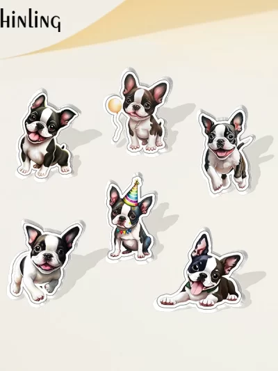 2023 Cartoon Cute Animal Pet Boston Terrier Dog Acrylic Lapel Pin Resin Epoxy Acrylic Pins Fashion Jewelry Accessories