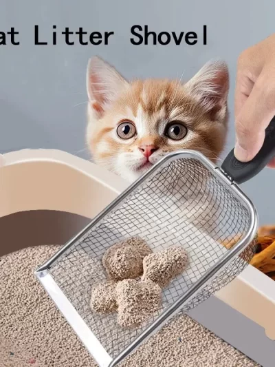 2X2mm Fine Pores Cat Sand Shovel Pet Supplies Stainless Steel Shovel Applicable Small Cat Litter Pet Feces Clean Filter Shovel