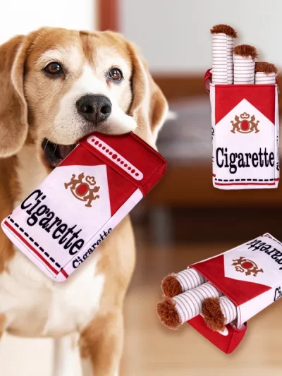 Funny Interactive Plush Dog Toys Creative Cigarette Interactive Giggles Dog Toys Funny Plush Chewing Toy Cigaret Box Pet Gifts