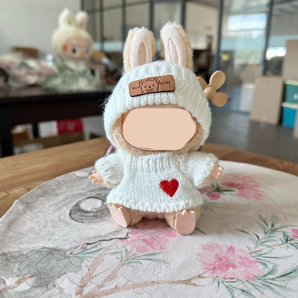Cute Bunny Doll Accessories with Knitted Clothes Rabbit Ears Hat Heart Sweater for Toy Collectors Clothes - Image 10
