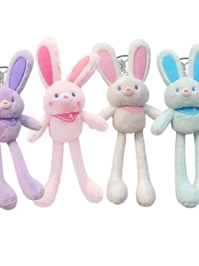 Pull The Rabbit Basket Stuffers Rabbit Keychain Pull Up Rabbit Plush Toys Soft Plushie Toys Stress Relief Rabbit Toy Birthday