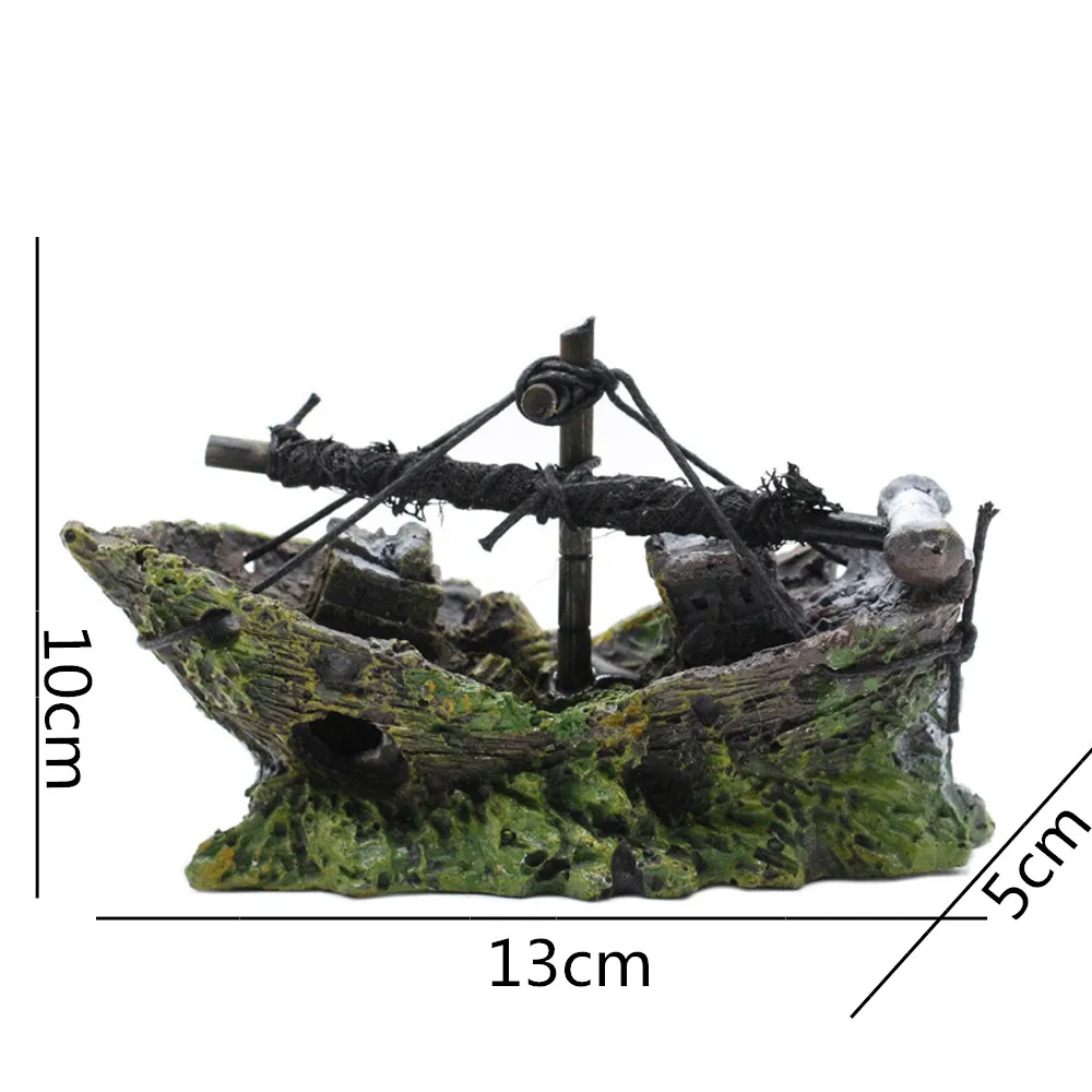 Resin Aquarium Ornament Wreck Sunk Ship Landscape Sailing Boat Cave Fish Playing Toys Fish Tank Decoration Aquarium Accessories - Image 9
