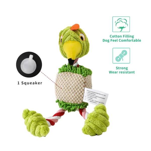 Plush Dog Toys for Small Large Pets Funny Bird Shaped Dogs Squeak Chew Ropes Toy Pets Interactive Supplies - Image 3