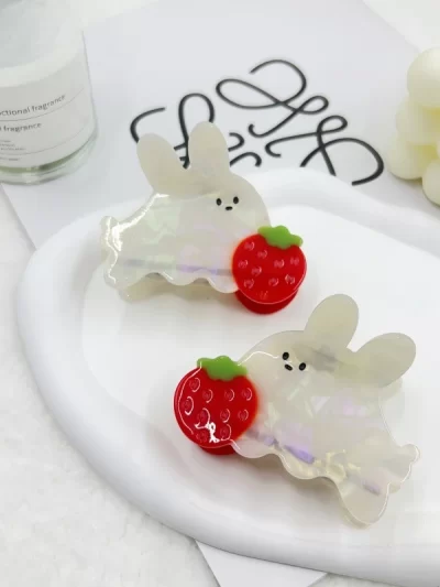 NEW Small and Cute Strawberry Rabbit Hair Claw Summer Day Cartoon Style Hair Claw Clips Hair Accessories for Women Girls