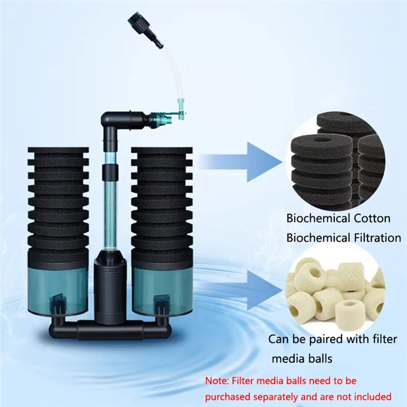 ABJN-USB Aquarium Filter With Electric Water Pump Air Pump Skimmer Biochemical Sponge For Fish Tank Bio Filter - Image 12