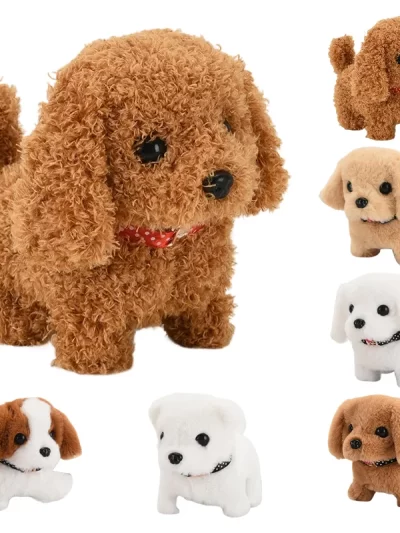 Realistic Plush Simulation Smart Dog Called Walking Plush Toy Electric Plush Robot Dog Toddler Toy Christmas Gift