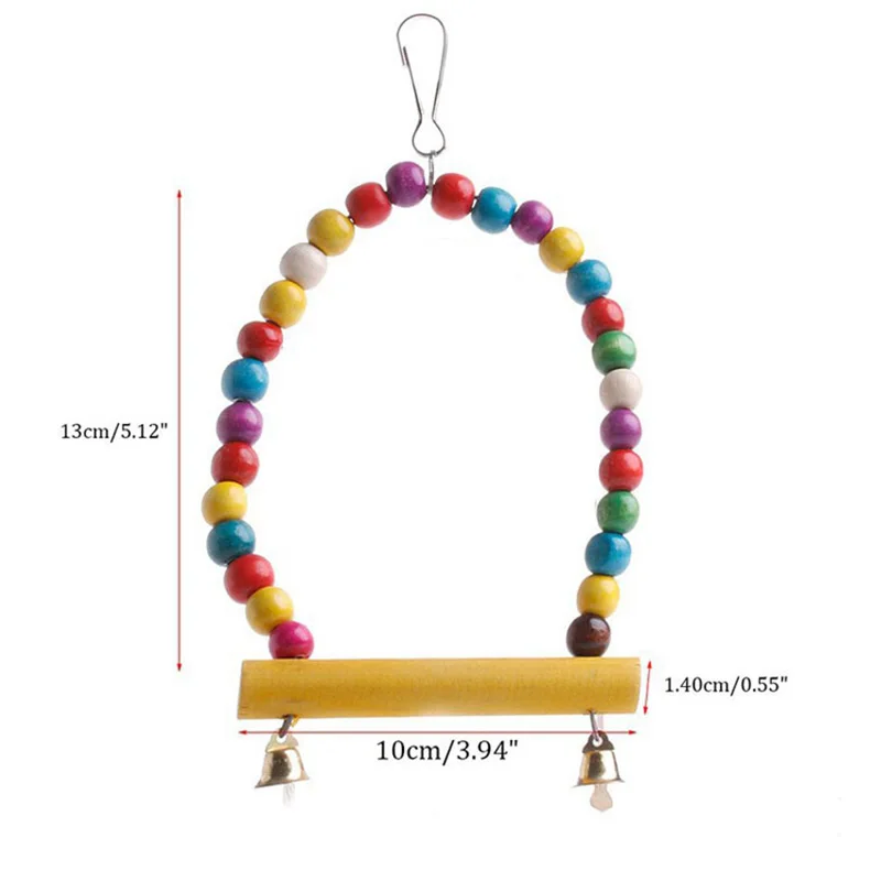 1Pc Wooden Bird Swings Toy with Hanging Bells for Cockatiels Parakeets Cage Accessories Birdcage Parrot Perch Hanging Swing - Image 10