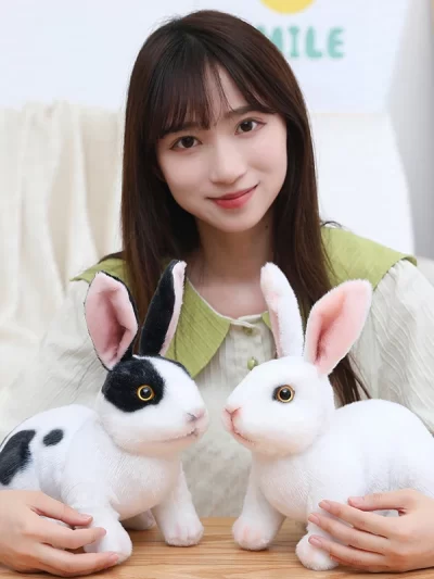 20cm Simulation Cute Rabbit Plush Fur Realistic Kawaii Animal Easter Bunny Rabbit Toy Model Gift Home Decoration
