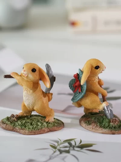 Simulated Rabbit Animal Model Crafts Bunny Household Decorations Gifts Micro Landscape Ornament Resin Bunny Statue Fairy Garden