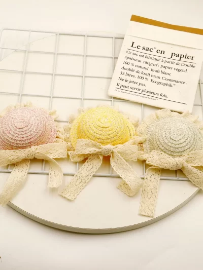 Spring/Summer Pet Straw Hat Pet Hat Cat/Dog Hat Bow Decoration Cat/Dog Party Pets Headgear Supplies Puppy Accessories