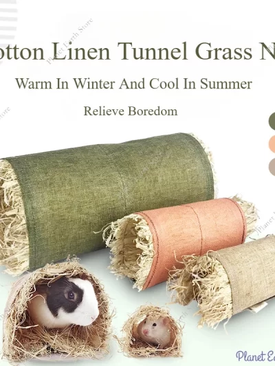 Hamster Rabbit Hideaway Toy Grass Straw Bunny Toy for Guinea Pig Chinchilla Ferret Rats Rodent Cage Three Color Arched Tunnel