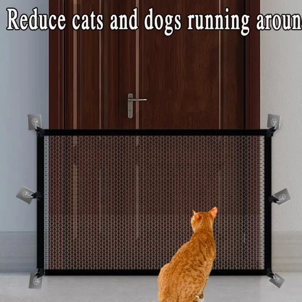 Pet Dog Barrier Fences With 6Pcs Hook Pets Isolated Network Stairs Gate New Folding Breathable Mesh Playpen For Dog Safety Fence - Image 3