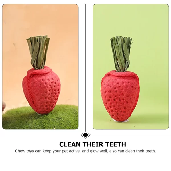 3 Pcs Small Animal Toys Strawberry Shaped Chew Toys Hamster Chewing Plaything Rabbit Accessories Pet Products Pet Supplies - Image 5