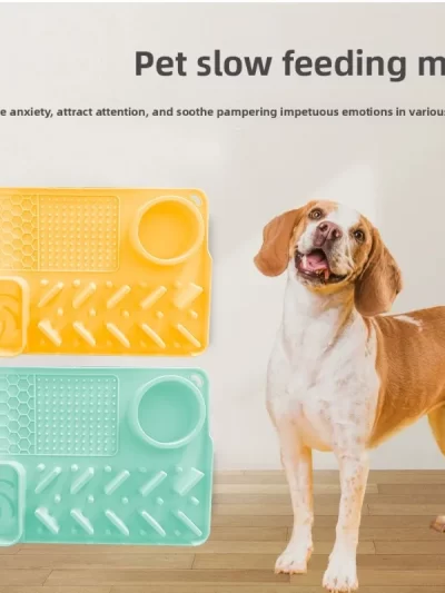 Pet with Non-slip Basin, Slow Dog Food, Silicone Pad, Meal Bowl Supplies, Dog Plate Bowl Food