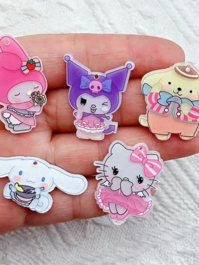 10 PCS New Kawaii Cartoon Animal Rabbits, puppies Series Acrylic Flat DIY Jewelry Children Gift Hairpin Accessories