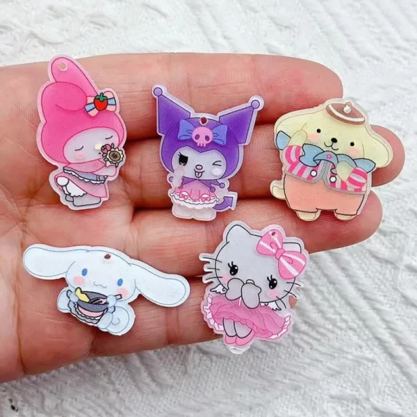 10 PCS New Kawaii Cartoon Animal Rabbits, puppies Series Acrylic Flat DIY Jewelry Children Gift Hairpin Accessories
