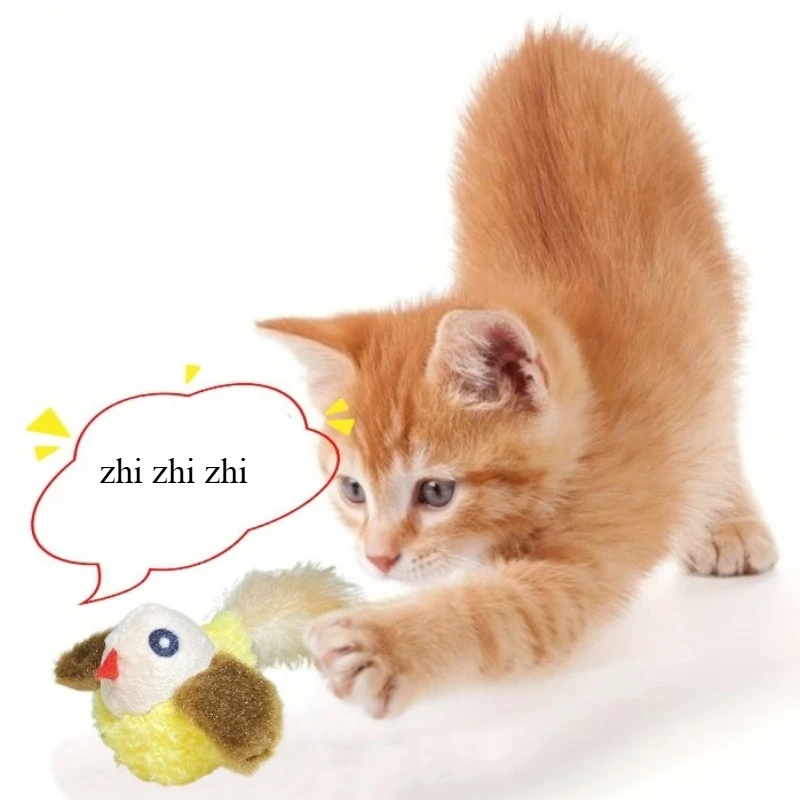 Cat Teaser Toy Simulation Bird Interactive Sound Kitten Toy Plush Feather Funny Cat Toy Cat Accessories - Image 4