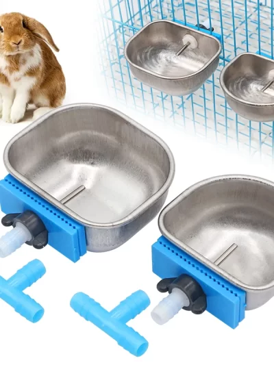 Stainless Steel Rabbit Water Bowl Farm Rabbit Automatic Drinker Rabbit cage fix cup Raising Fox Mink Drinking Bowl 1 Pcs