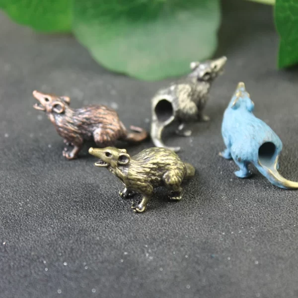 Zodiac Animal Rat Figurines Brass Knife Beads Flashlight Lanyard Pendants Cute Mice EDC Paracord DIY Outdoor Tools Accessories - Image 16
