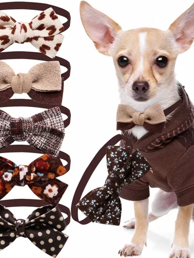 50pcs Dark Color Bowknot For Small Dog Cat Boy Dog Bowtie Pet Supplies  Fashion Cute Pet  Bow Tie Dog Supplies Dogs Grooming