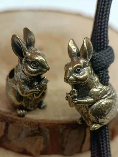 Cute Rabbit Brass Knife Beads EDC Outdoor DIY Paracord Woven Lanyard Pendant Men Bracelets Charms Jewelry Hangings Accessories