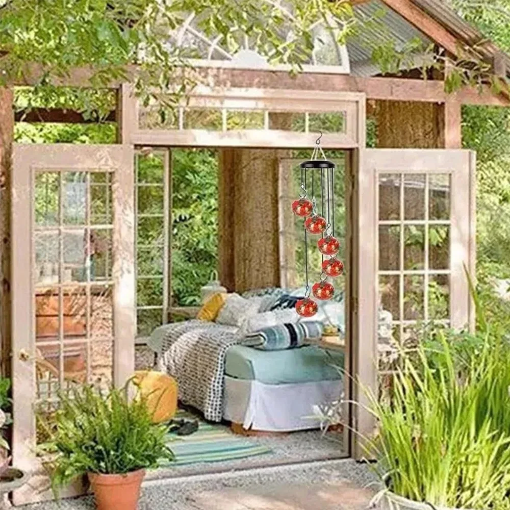 Charming Wind Chimes Hummingbird Feeders Hanging Metal Round Window Bird Feeders Suction Cup Garden Decor Outside Food Container - Image 3