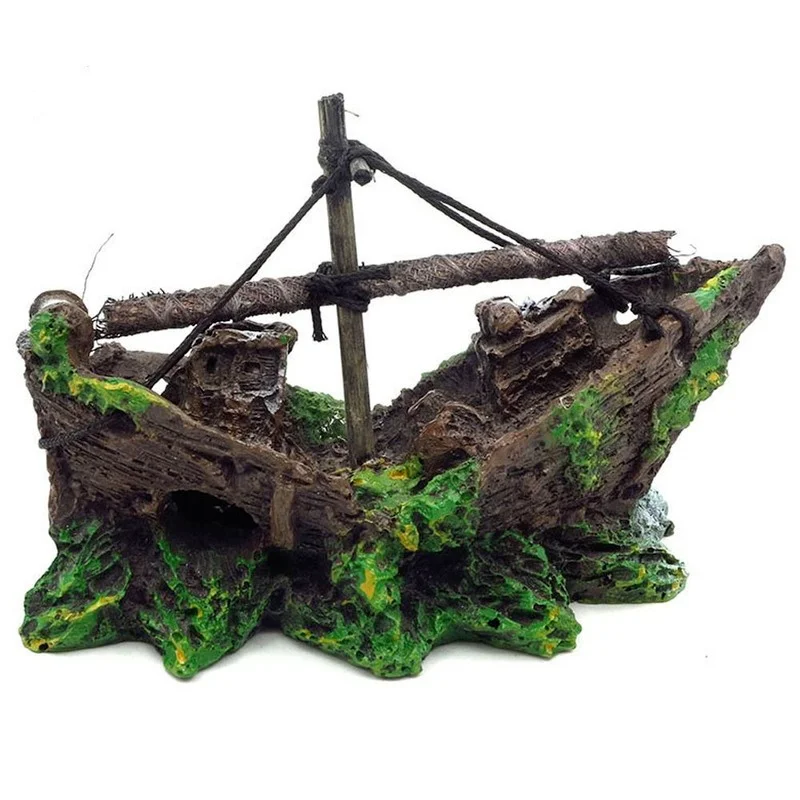 Resin Aquarium Ornament Wreck Sunk Ship Landscape Sailing Boat Cave Fish Playing Toys Fish Tank Decoration Aquarium Accessories - Image 3