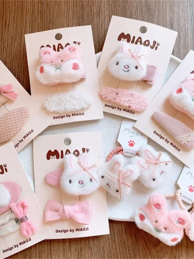 Cute Cartoon Plush Rabbit Princess Hairpins Children Girls Hair Clips Barrettes Accessories Hairclip Headwear Headdress Ornament