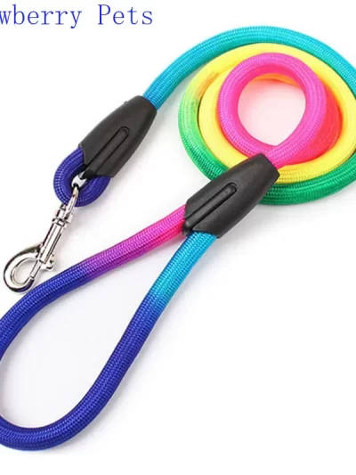 Durable Nylon Rainbow 1.2M Pet Dog Leash Walking Training Leash Cats Dogs Harness Collar Leashes Strap Belt Rope