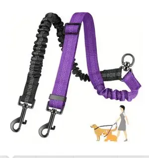 16ft Long Dual Dog Leash Attachment - Double Leashes for Training Small to Large Dogs - Adjustable Strap, Shock Absorbing Bungee - Image 8