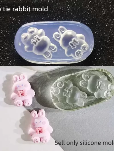 DIY Handcraft Bow tie rabbit  model Epoxy Resin Mold Food Play Miniature Pinching Mould Epoxy Resin Mold UV Resin Moldse