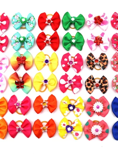 10/20pcs Colorful Small Dog Bows Puppy Hair Bows Decorate Small Dog Hair Rubber Bands Pet Headflower Supplier Dog Accessories
