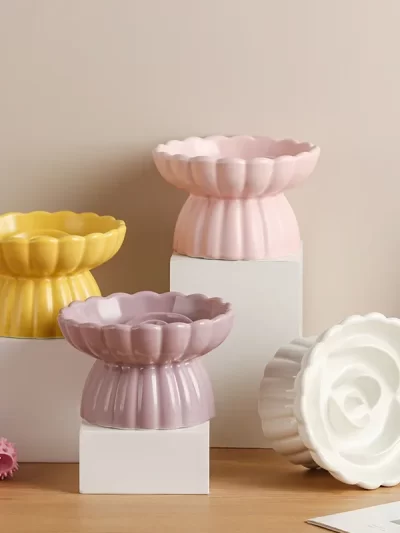 Cat Food Bowl Ceramic Elevated Cats Small Dogs Slow Feed Bowls Anti-choking Pet Eating Feeders Anti-gulping Puppy Supplies