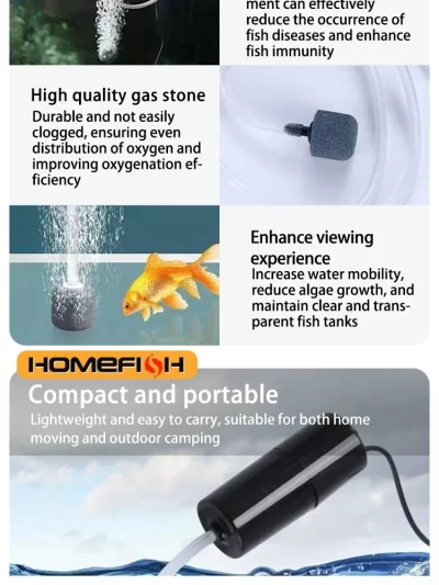 Portable USB Aquarium Air Pump:Mini Oxygenator for Fish Tanks and Aquatic Accessories