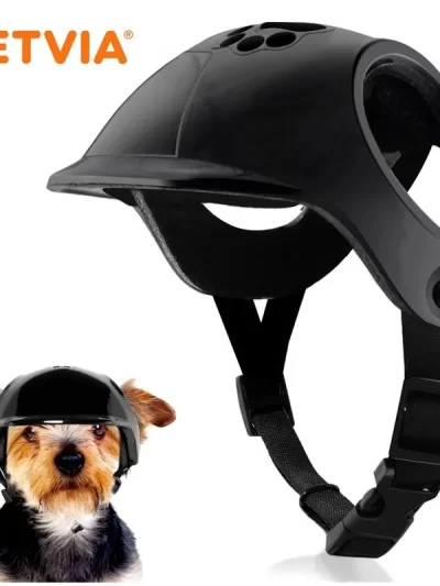 LETVIA Outdoors Pet Safety Helmet Skateboard Dog Safety Helmet Cool Pet Motorcycle Helmet Hat with Ear Holes Adjustable Strap