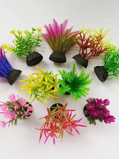 10pcs Vibrant Artificial Seaweed Aquarium Plants - Diverse & Lifelike Fish Tank Landscaping Decor