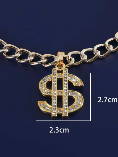 Golden Dollar Chihuahua Dog Accessories for Cat Neck Wear Fancy Zircon Pet Necklace Adjustable Cosplay Small Medium Puppy Collar