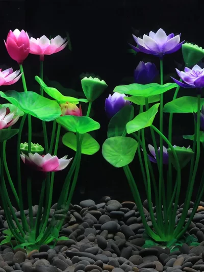 Aquarium Artificial Lotus Plants Decoration Fish Tank Landscaping Water Grass Ornaments Aquatic Simulated Flower Plant Supplies