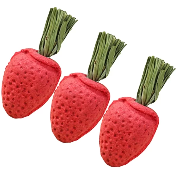 3 Pcs Small Animal Toys Strawberry Shaped Chew Toys Hamster Chewing Plaything Rabbit Accessories Pet Products Pet Supplies - Image 4