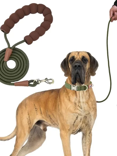 LL039--pet dog leash, 1.5-meter high density rope, soft handle, alloy buckle.