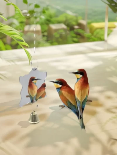 Budgie Toy Acrylic Bird Cage Mirror Durable Hanging Parrot Bell Toy Square Parrot Cage Toy For Small Medium Large Birds