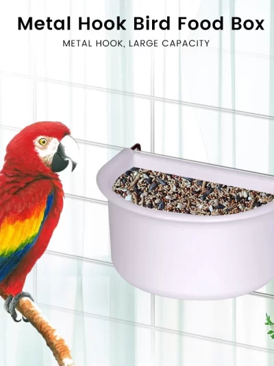 Bird Food Water Bowl Feeding Cup Bird Pigeons Canary Cage Feeder Parrot Pet Aviary Stainless Steel Hooks Drinker Box Container