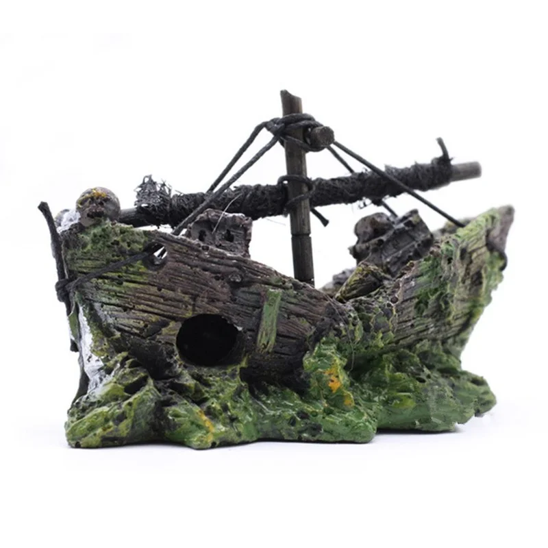 Resin Aquarium Ornament Wreck Sunk Ship Landscape Sailing Boat Cave Fish Playing Toys Fish Tank Decoration Aquarium Accessories - Image 13