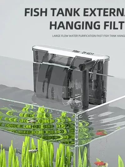 Aquarium Fish Tank Filter 110V 220V Wall Mounted Filter Pump Oil Removal Film External Grass Tank Filter Water Flow Adjustable