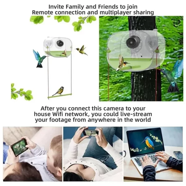 HOES-Bird Feeder And Camera With Strong Suction Cup Weatherproof Large-Capacity Food Organizer Birdwatching, Gift For Bird Lover - Image 2