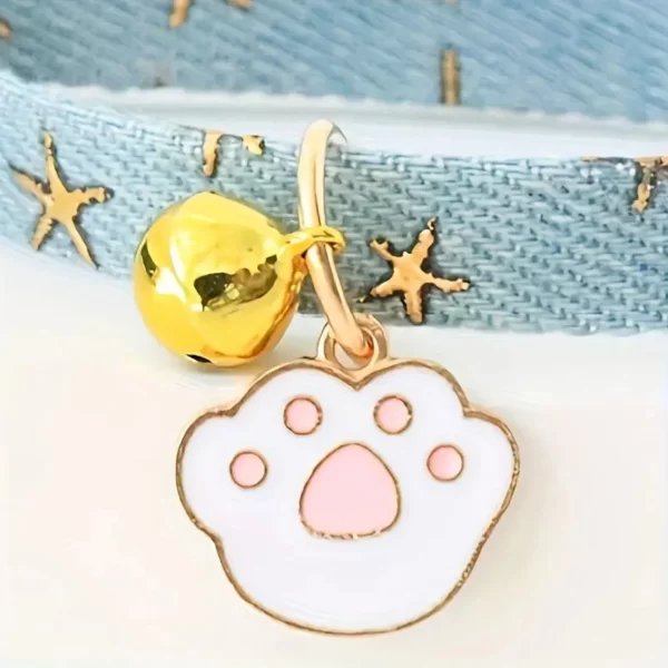 pet collar with bells and safety buckles, cute denim punk style accessories, suitable for cats and dogs - Image 5