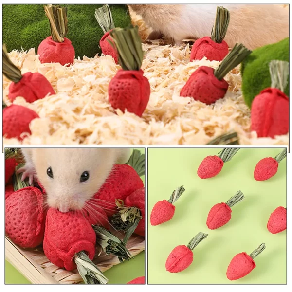 3 Pcs Small Animal Toys Strawberry Shaped Chew Toys Hamster Chewing Plaything Rabbit Accessories Pet Products Pet Supplies - Image 6