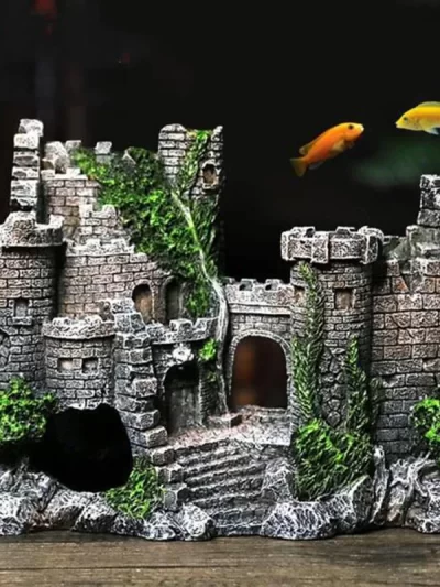 Creative Castle Shape Fish Tank Ornaments Decoration Landscaping Resin Rockery Aquarium Resin Rockery Home Craft Ornaments D9262