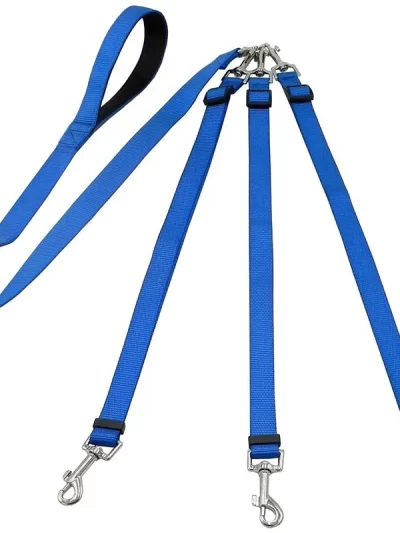 3 In 1 Durable Nylon Dog Leash with Padded Handle Three- Way Pet Leash Adjustable Detachable Lead for Small Medium Large Dogs