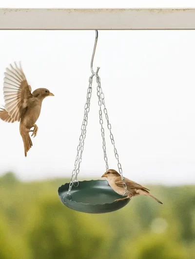 Multifunctional Adjustable Bird Feeding Tray Plastic Bird Water Bowl Hanging Bird Bath with Chain Bird Food Dispenser Tree